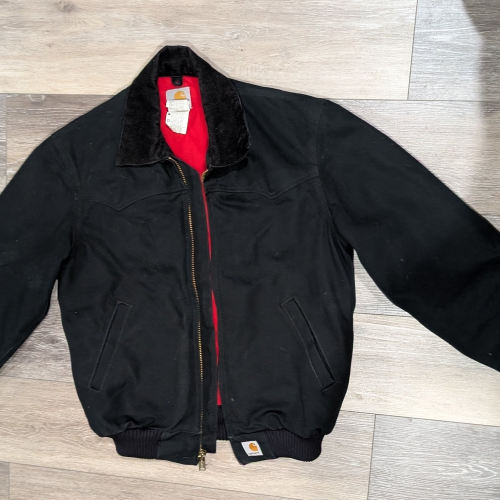Carhartt Black Bomber Jacket with Red Interior